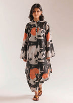 Urban Brushstroke 2 piece printed lawn co-ord set front view by Mirasl