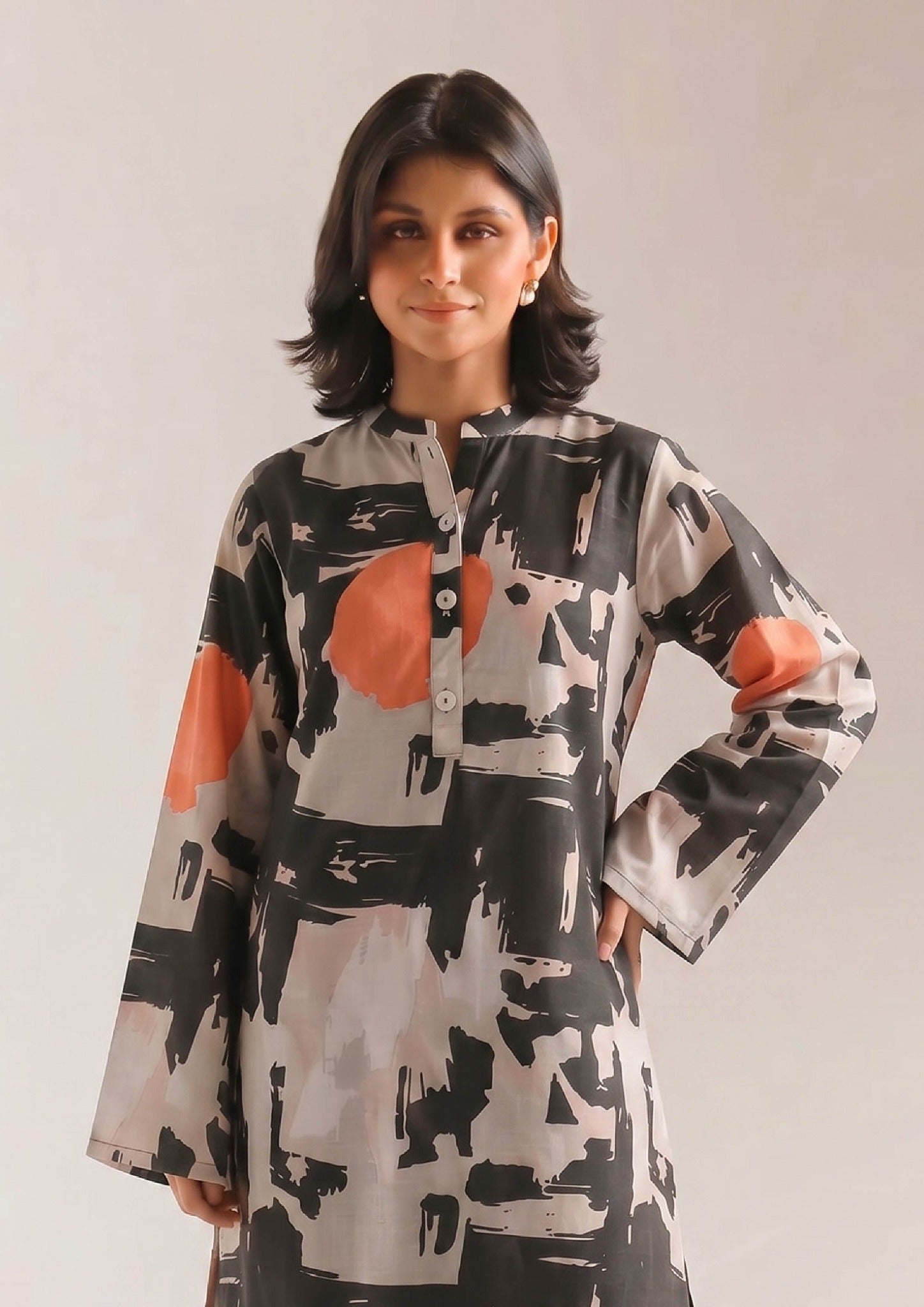 Urban Brushstroke two piece printed lawn coord set back view