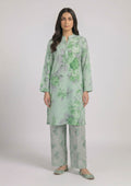 Mint Meadow by Mirasl, a mint green 2 piece printed lawn co-ord set with soft floral shirt, matching trouser, and breathable summer lawn fabric.