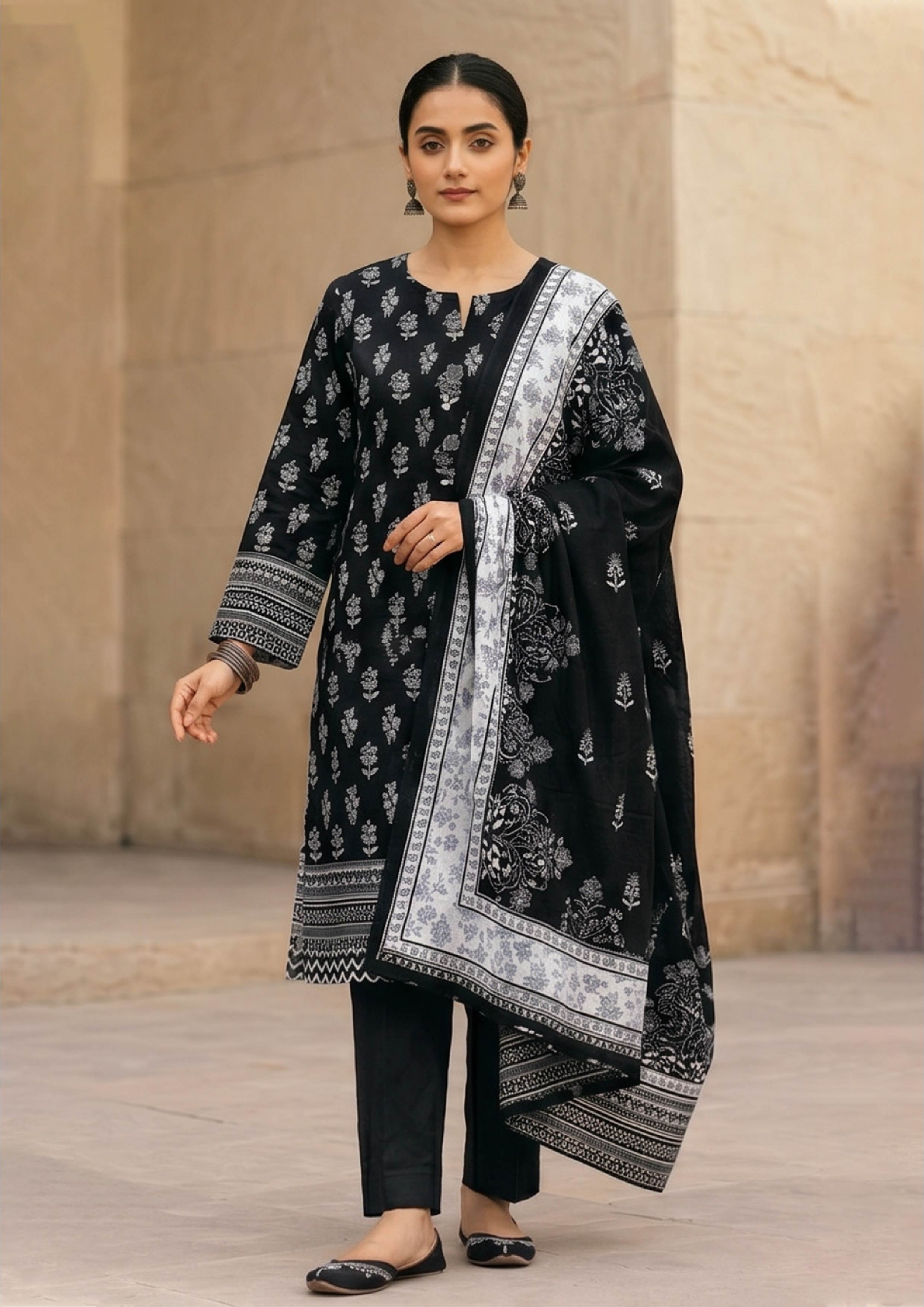 3 Piece Stitched Lawn Suit