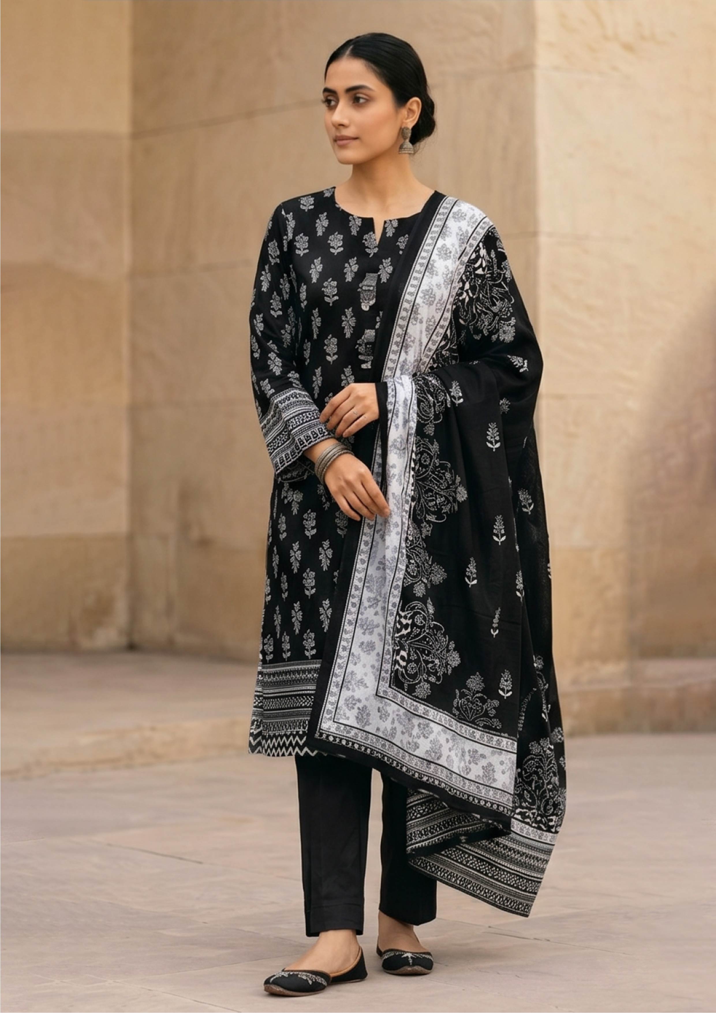 3 Piece Stitched Lawn Suit