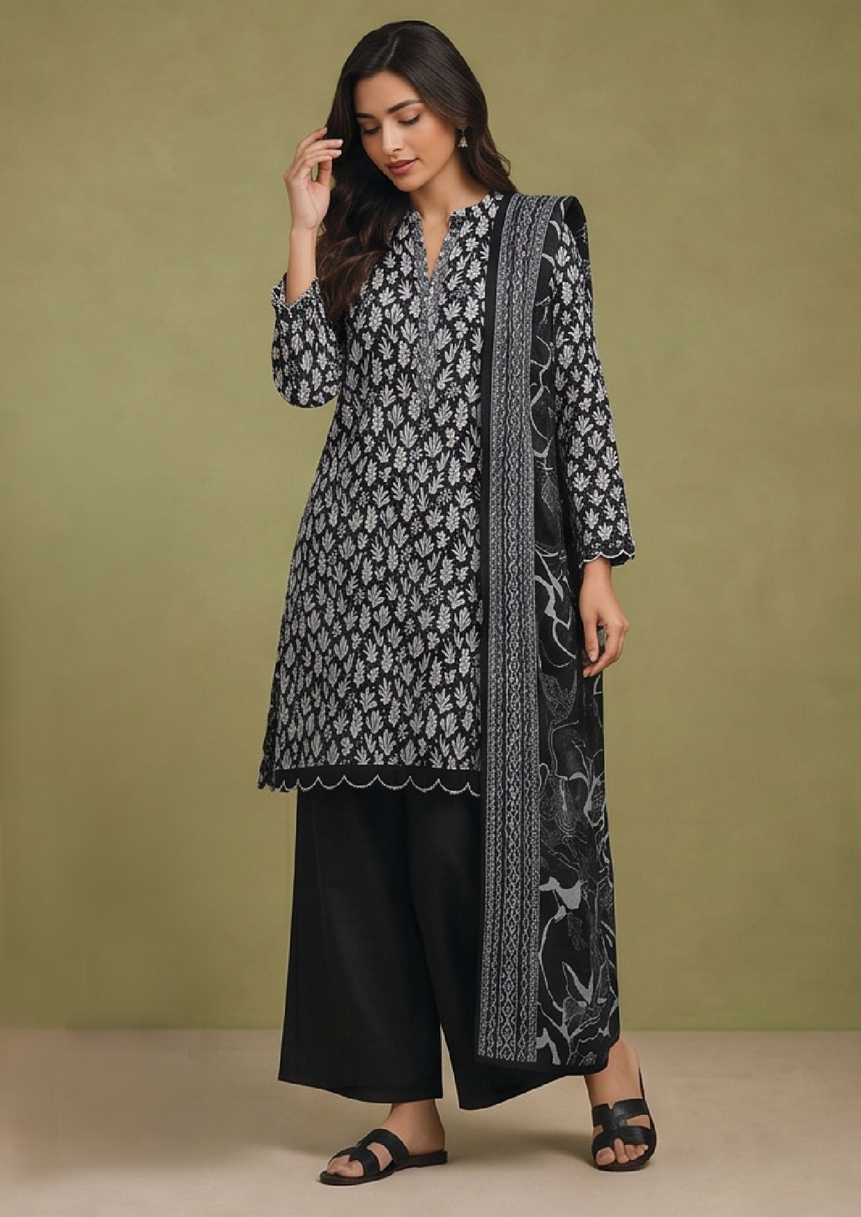 3 Piece Stitched Lawn Suit