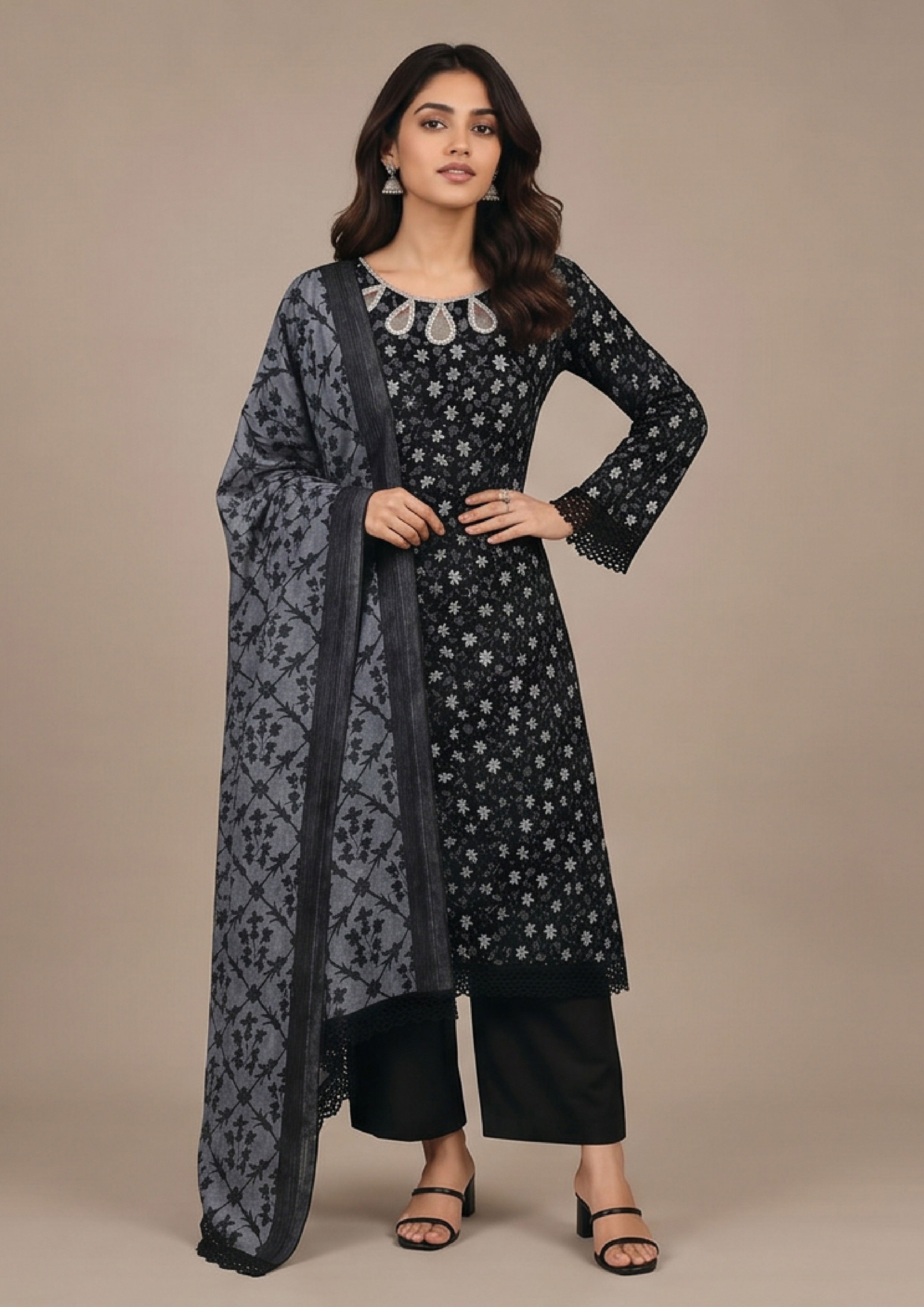 3 Piece Stitched Lawn Suit