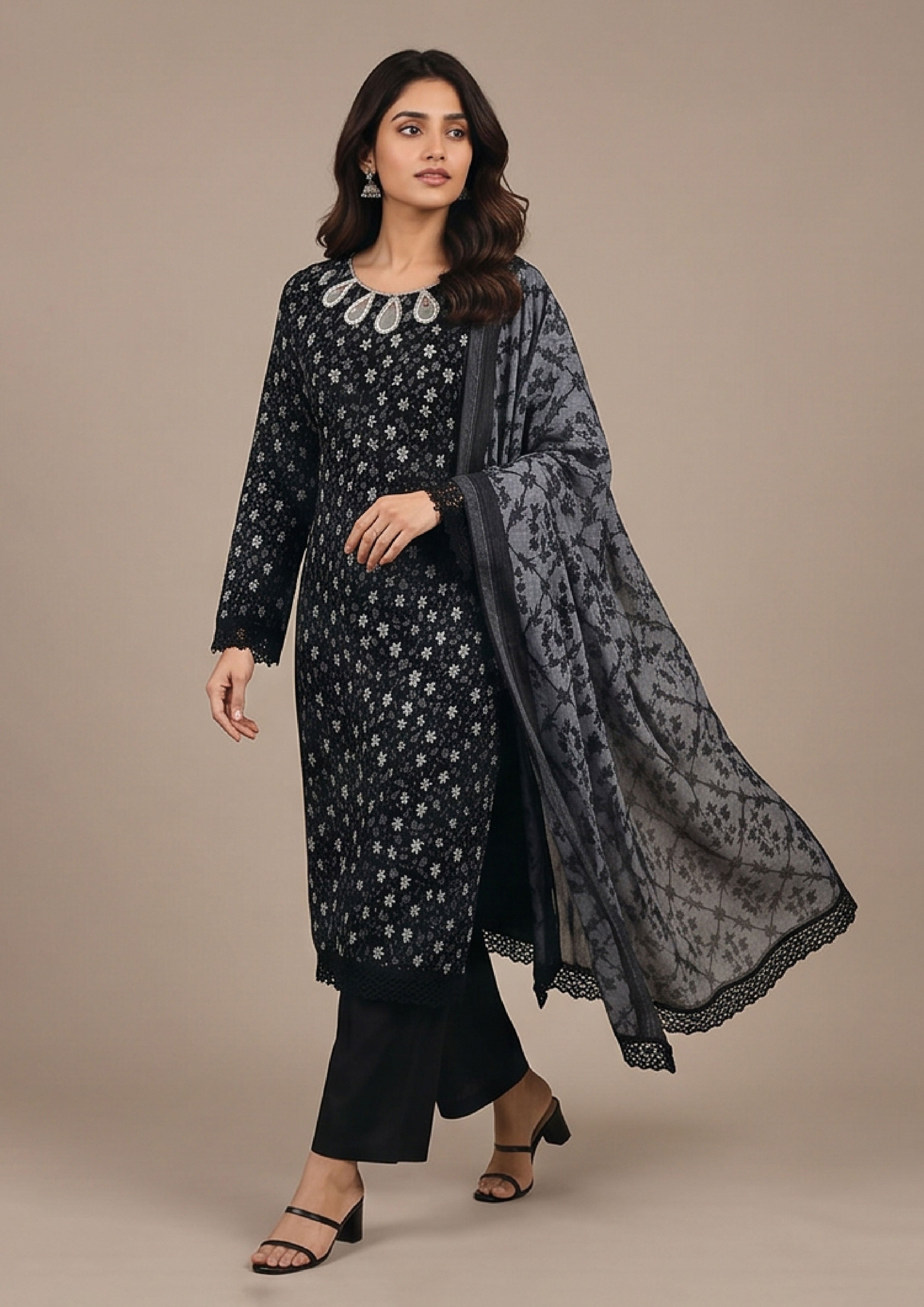3 Piece Stitched Lawn Suit