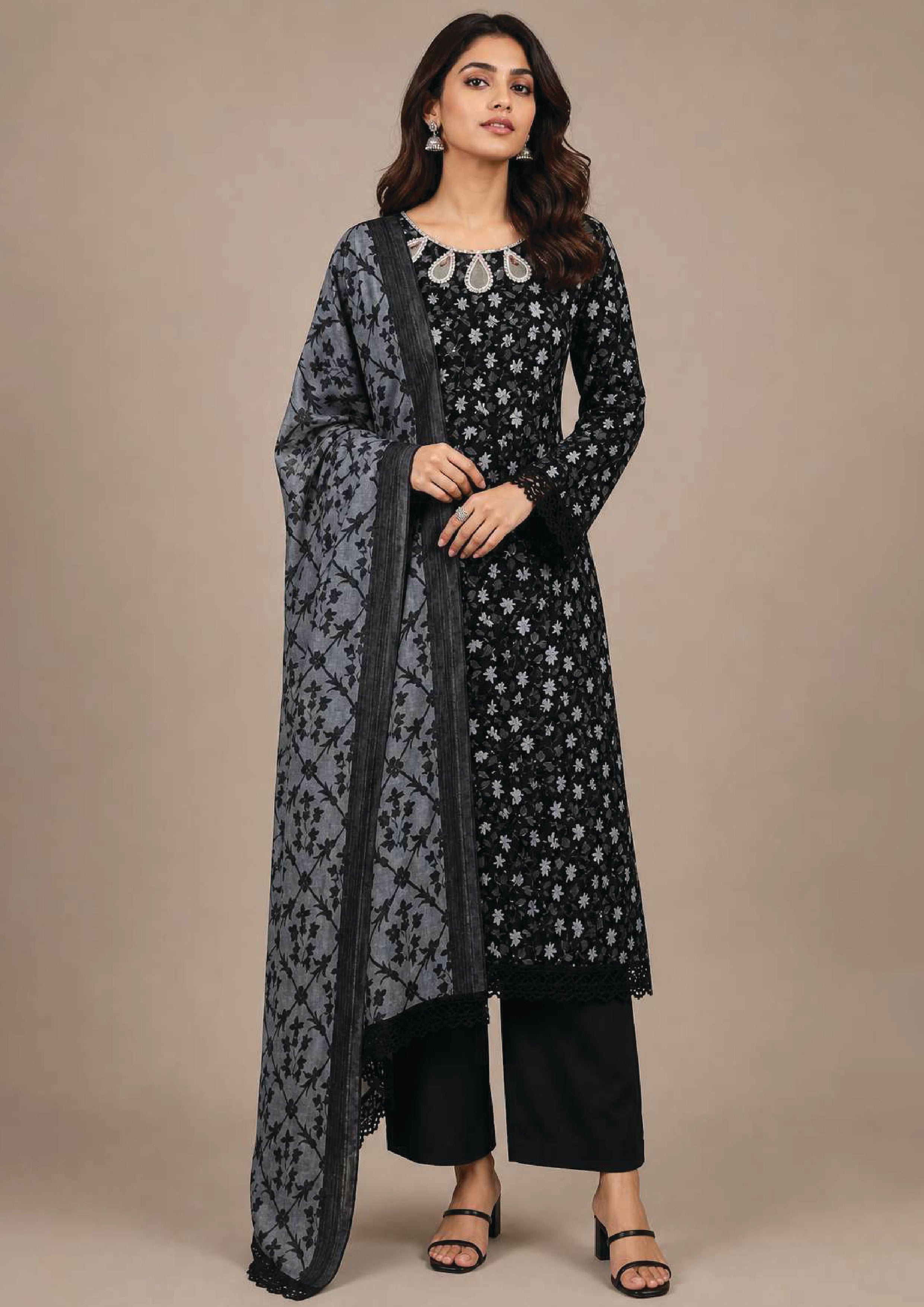 3 Piece Stitched Lawn Suit