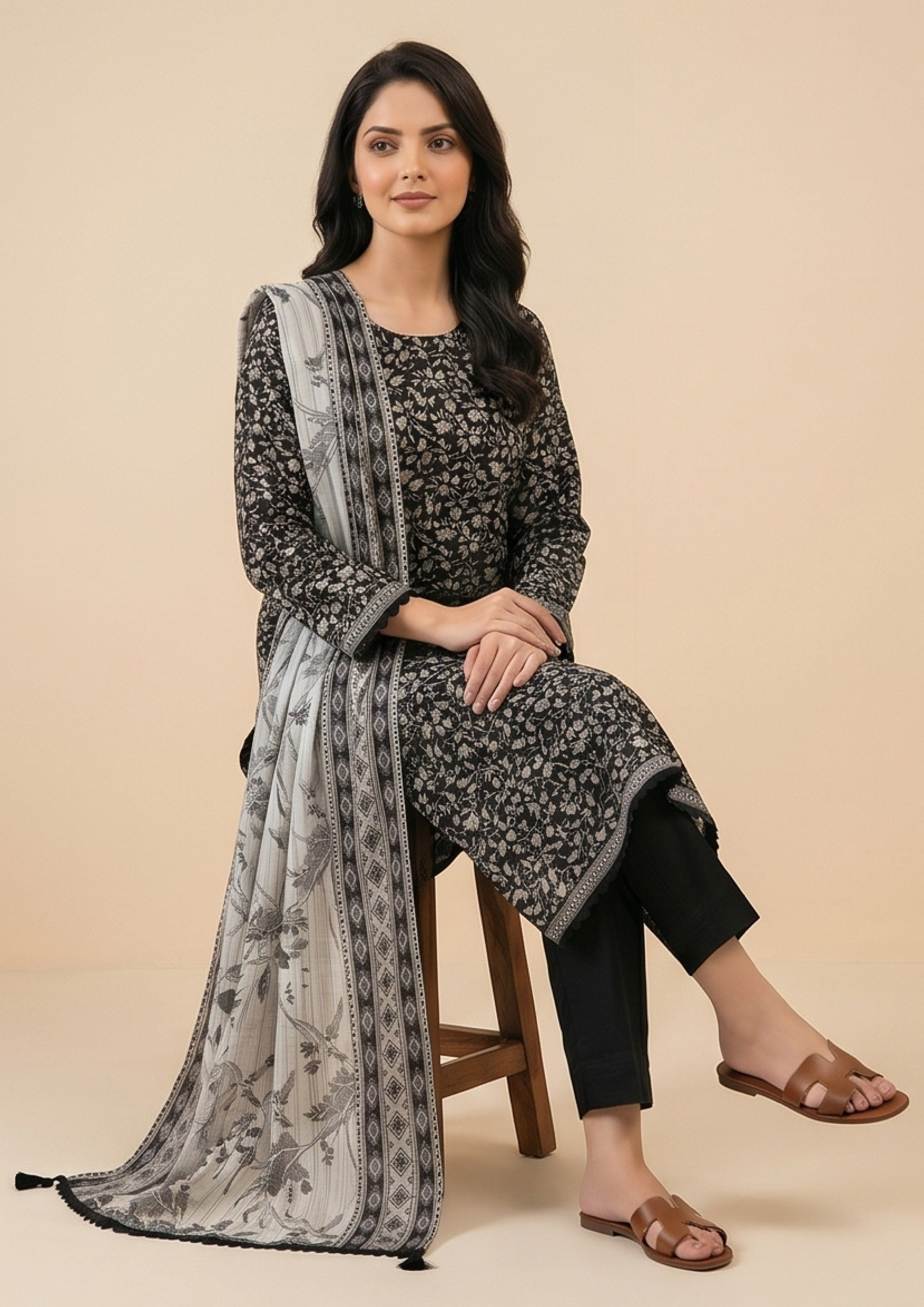 3 Piece Stitched Lawn Suit