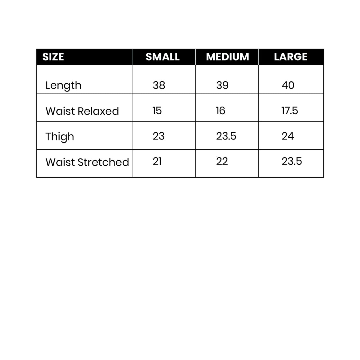 Mirasl suit size guide