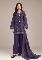 Amethyst Bloom 3 Piece Stitched Lawn Suit from the fasl-e-rang collection by Mirasl featuring purple Printed Lawn with matching dupatta.