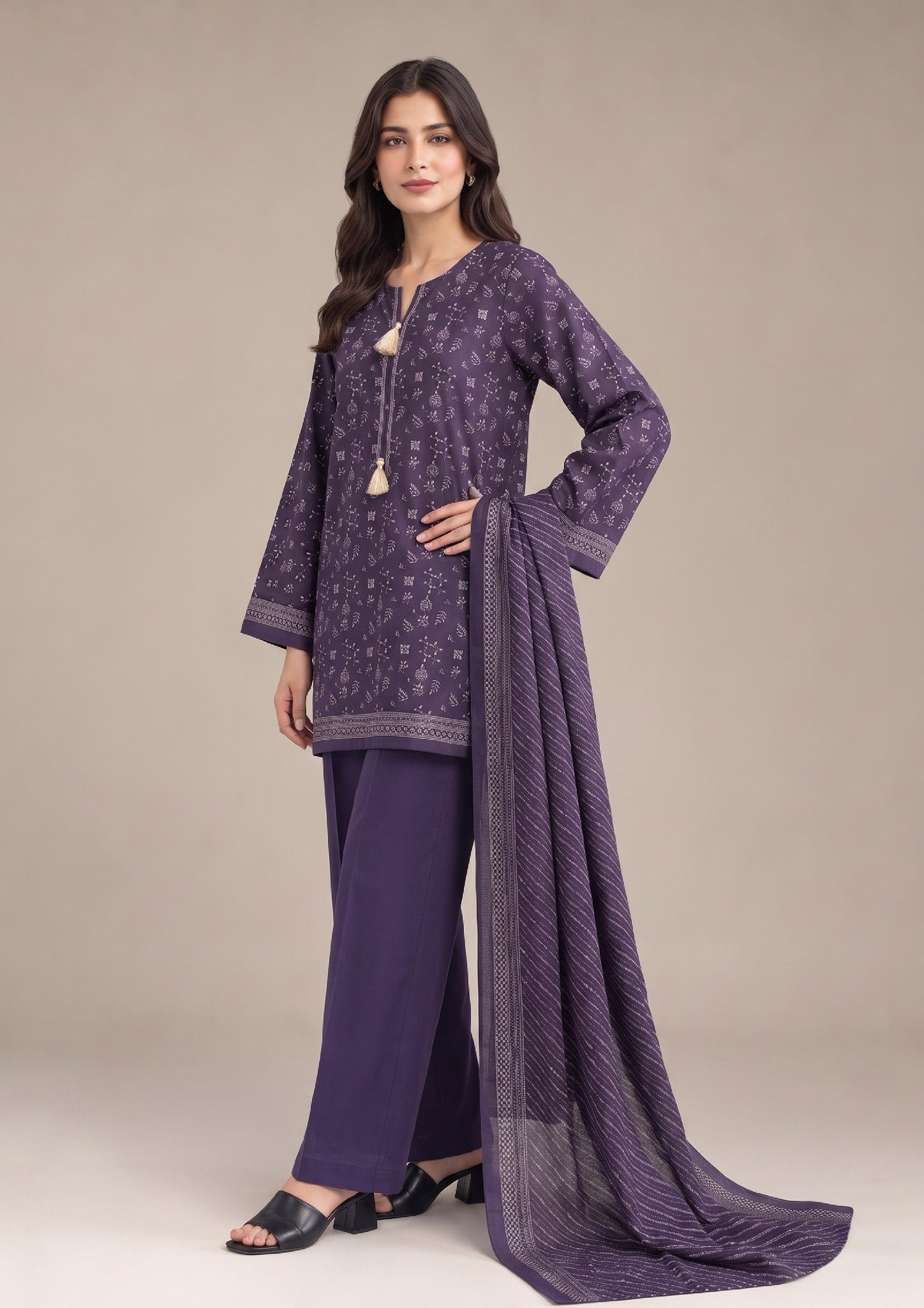 Amethyst Bloom image 05 showing the 3 Piece Stitched Lawn Suit by Mirasl in Printed Lawn.