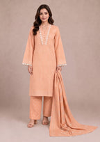 Apricot Soft - 3 Piece Stitched Lawn Suit - Fasl-e-Rang - Mirasl