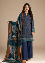 Blue Patels 3 Piece Stitched Lawn Suit from the fasl-e-rang collection by Mirasl featuring navy printed lawn shirt, straight trouser and printed dupatta