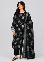 Botanical Sketch Noir black 3 piece stitched lawn suit for Pakistani women