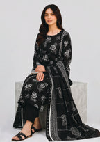 Botanical Sketch Noir grid patterned dupatta with floral medallions