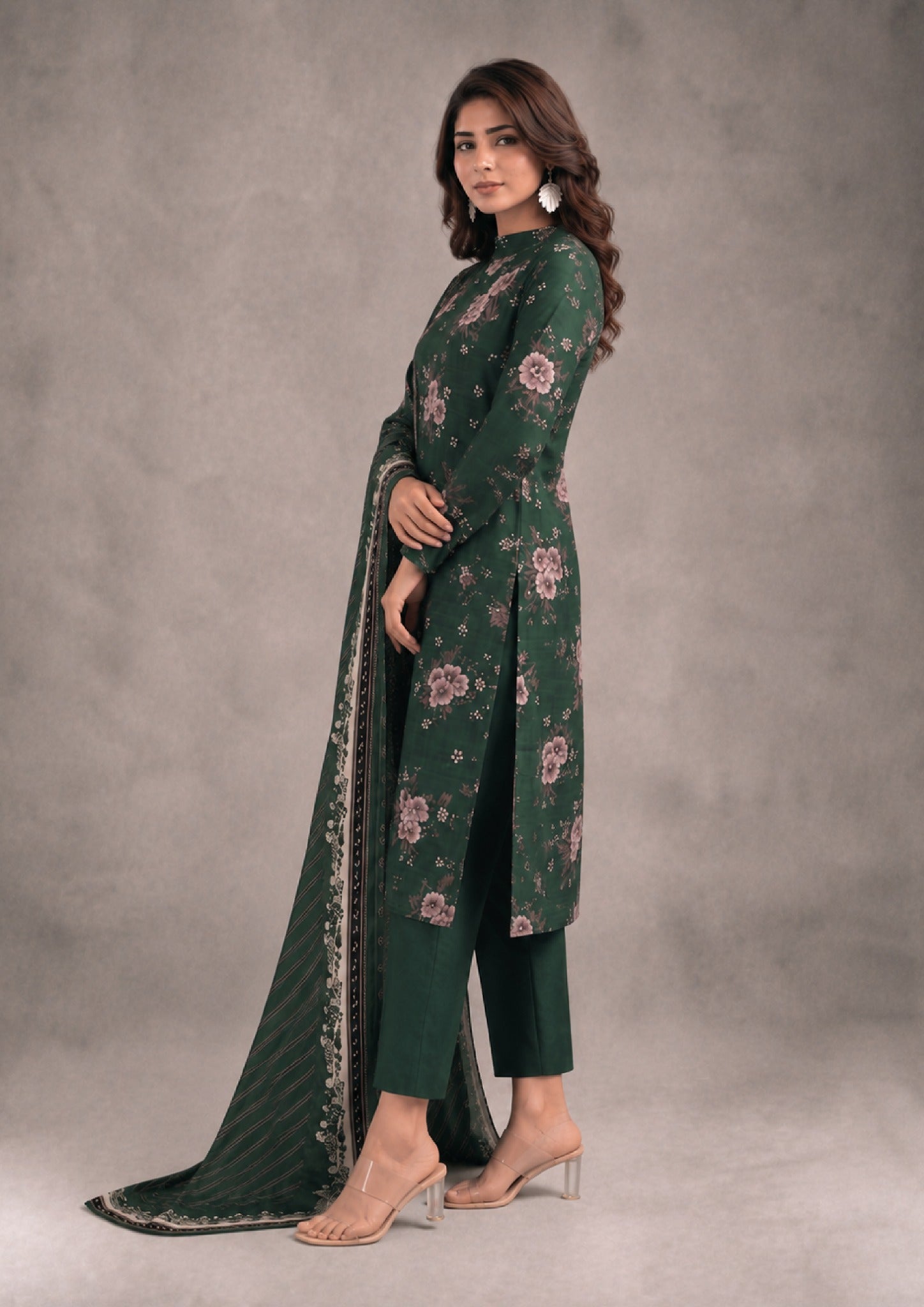 BotGreen Women's 3 Piece Stitched Lawn Suit by Mirasl lifestyle image