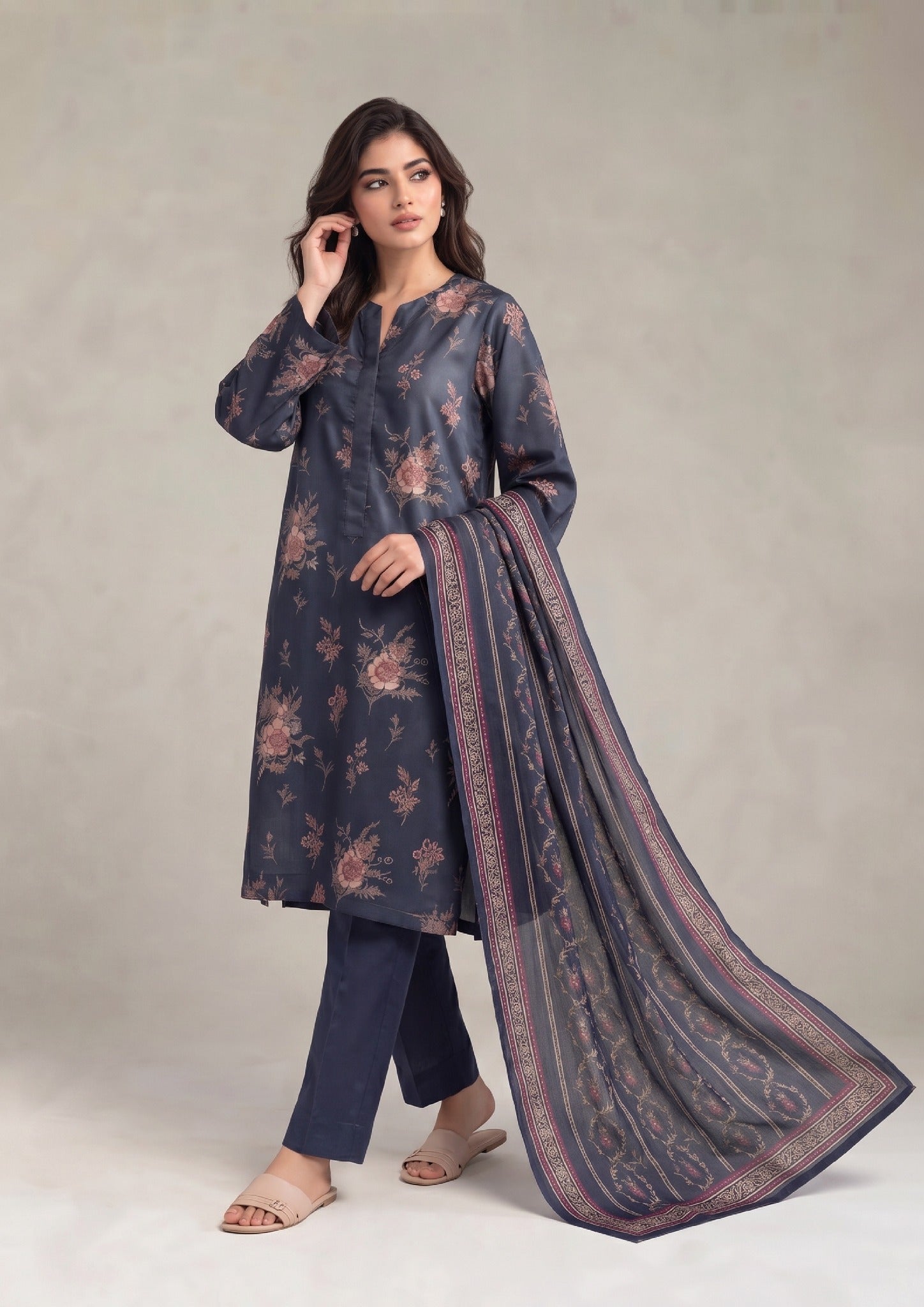Celestial Petals women's 3 Piece Stitched Lawn Suit lifestyle image