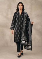 Charcoal Noir black 3 piece stitched lawn suit for Pakistani women