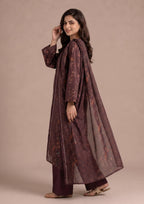 Front view of Deep Hues ready to wear lawn suit by Mirasl with coordinated floral printed lawn fabric and printed dupatta.