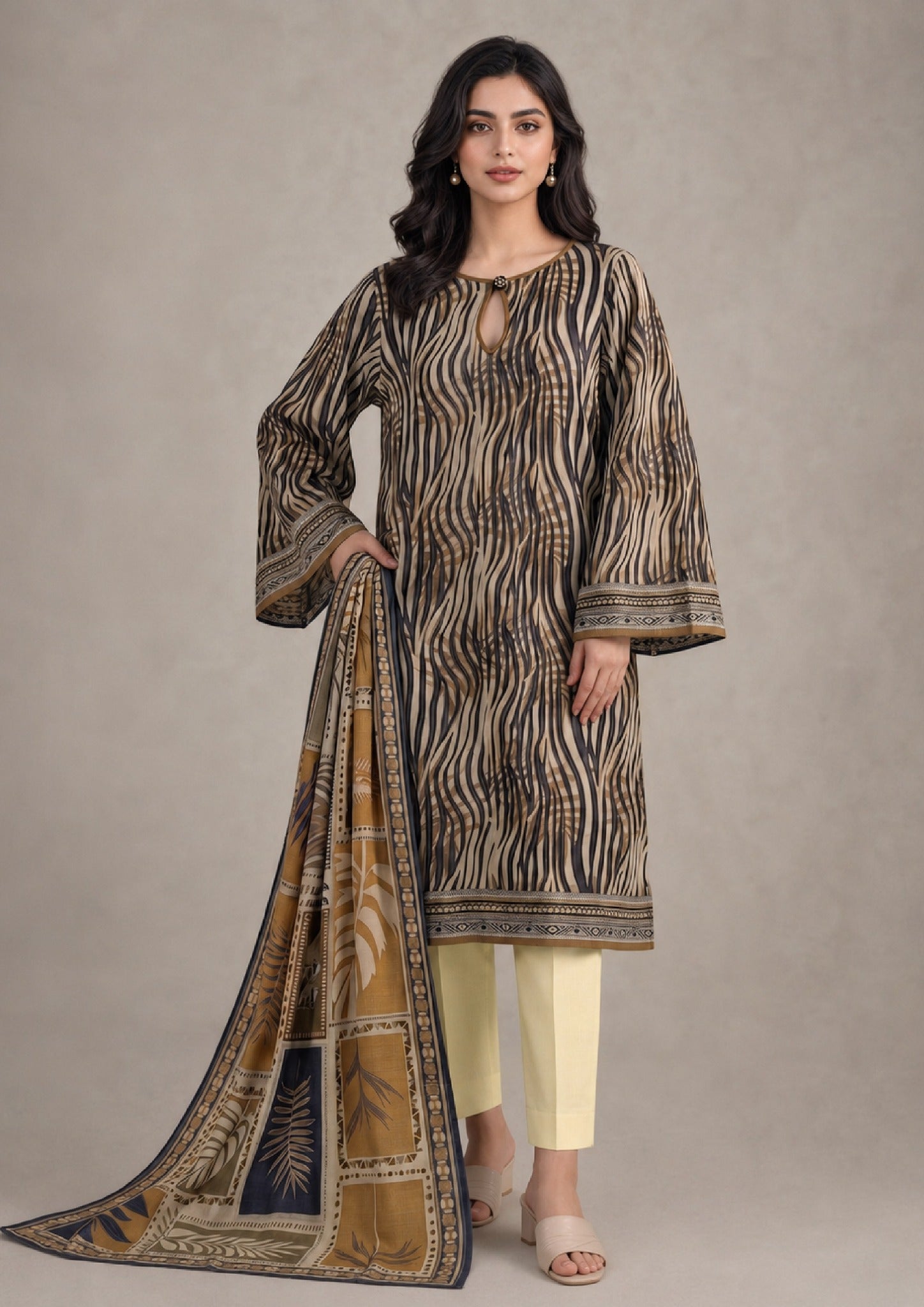 Product image 01 for 3 Piece Stitched Lawn Suit by Mirasl.