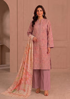 Dusty Rose Jacquard Lawn Shirt with Printed Georgette Dupatta from the Fasl-e-Rang Collection by Mirasl