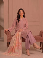 Dusty Rose Elegant Seated Look in 3 Piece Stitched Embroidered Suit from the Fasl-e-Rang Collection by Mirasl
