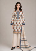Earthen Motif 3 Piece Stitched Lawn Suit by Mirasl from the fasl-e-rang collection front view
