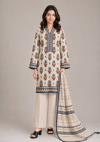 Earthen Motif 3 Piece Stitched Lawn Suit by Mirasl from the fasl-e-rang collection front view