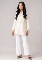 Essential White Trouser by Mirasl in classic white straight relaxed fit for modest daily wear