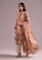 Back view of Ethereal 3 Piece Stitched Lawn Suit with coordinated dupatta by Mirasl