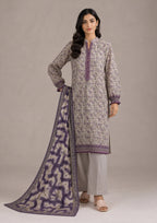 Ethereal Plum 3 Piece Stitched Lawn Suit by Mirasl from the fasl-e-rang collection with elegant floral Printed Lawn design
