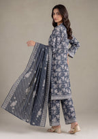 Front standing view of Ethereal Shadow 3 Piece Stitched Lawn Suit from the fasl-e-rang collection by Mirasl featuring coordinated floral prints.