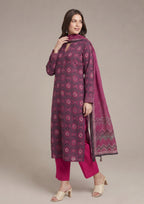 Geometric Ensemble Women's Ready to Wear Lawn Suit – Sitting View