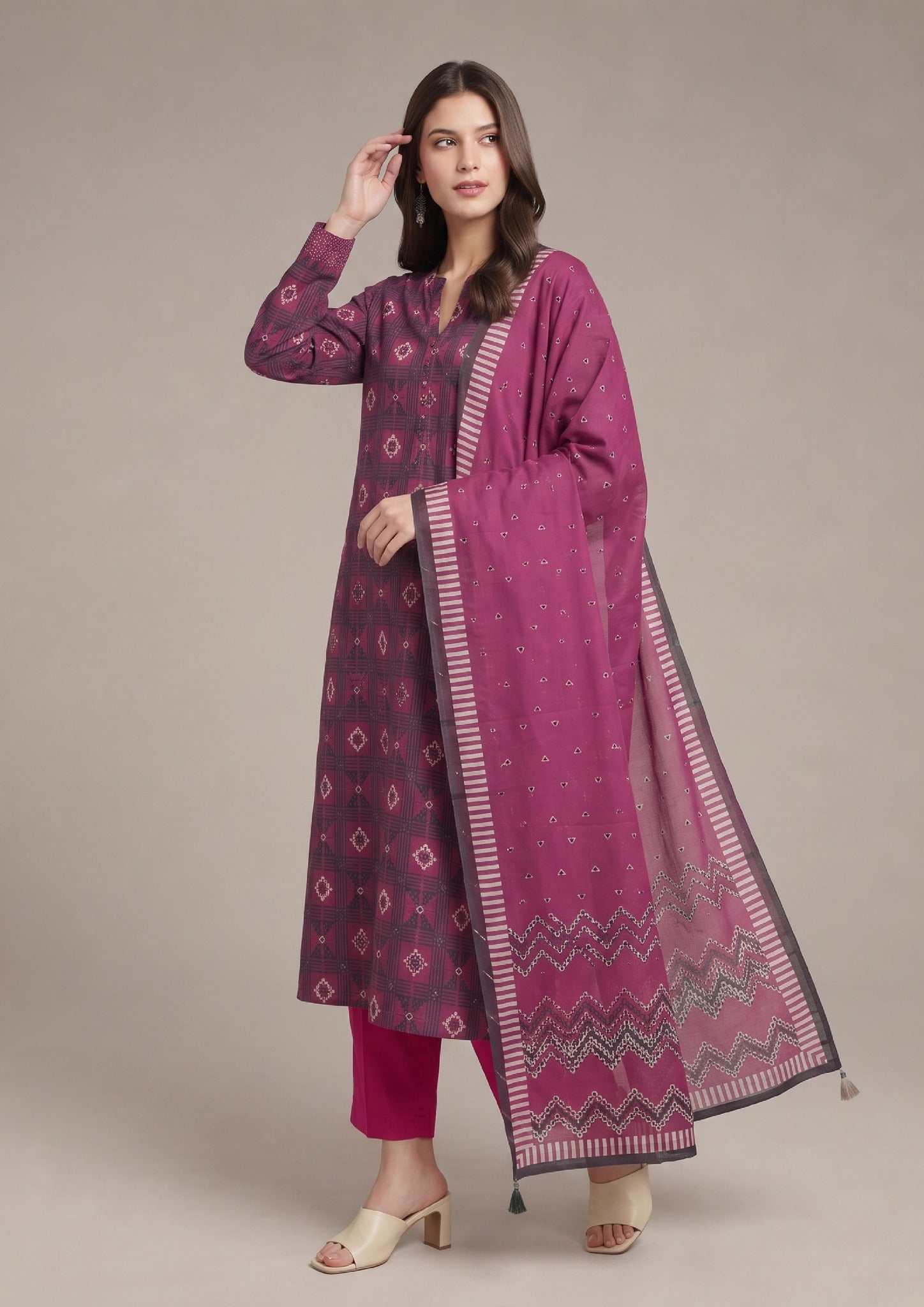 Geometric Ensemble Designer 3 Piece Stitched Lawn Suit – Fashion View