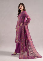 Elegant full-length view of Magenta Grace women's lawn suit featuring lightweight printed lawn fabric and straight trousers.