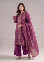 Magenta Grace ready to wear lawn suit by Mirasl with printed dupatta, floral details and premium Pakistani lawn styling.