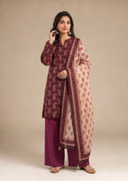 Maroon Paisley Women's Ready to Wear Lawn Suit with paisley printed shirt – Fashion View