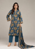 Midnight Gardenia 3 Piece Stitched Lawn Suit from the fasl-e-rang collection by Mirasl featuring printed lawn shirt, dyed trouser and floral printed dupatta