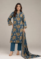 Midnight Gardenia 3 Piece Stitched Lawn Suit from the fasl-e-rang collection by Mirasl featuring printed lawn shirt, dyed trouser and floral printed dupatta