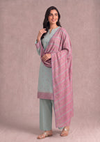 Front pose of Mint Grace Women's Lawn Suit showcasing delicate floral prints and elegant summer styling.