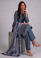Ornate Blue embroidered suit showcasing floral embroidery and elegant detailing