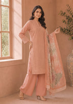 Premium Peach Ensemble ready-to-wear embroidered suit by Mirasl