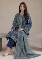 Side view of Nocturnal Flora 3 Piece Stitched Lawn Suit in Printed Lawn from the fasl-e-rang collection by Mirasl.