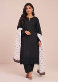 Noir Chikankari black 3 piece stitched lawn suit by Mirasl with embroidered dupatta and straight trouser
