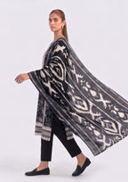 Noir Statement abstract print dupatta with black stitched lawn suit