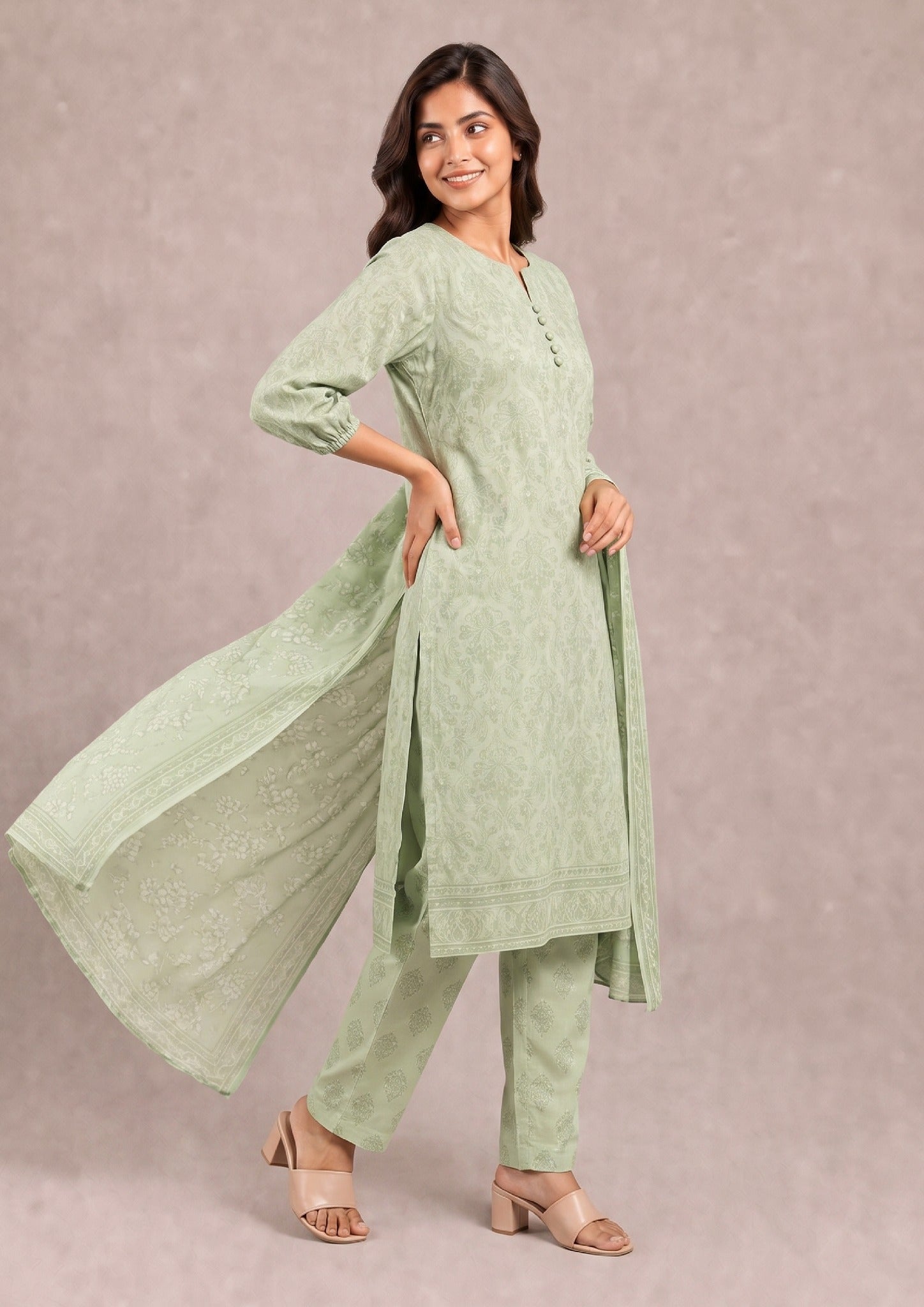 Pastel Edit - 3 Piece Stitched Lawn Suit - Fasl-e-Rang - Mirasl