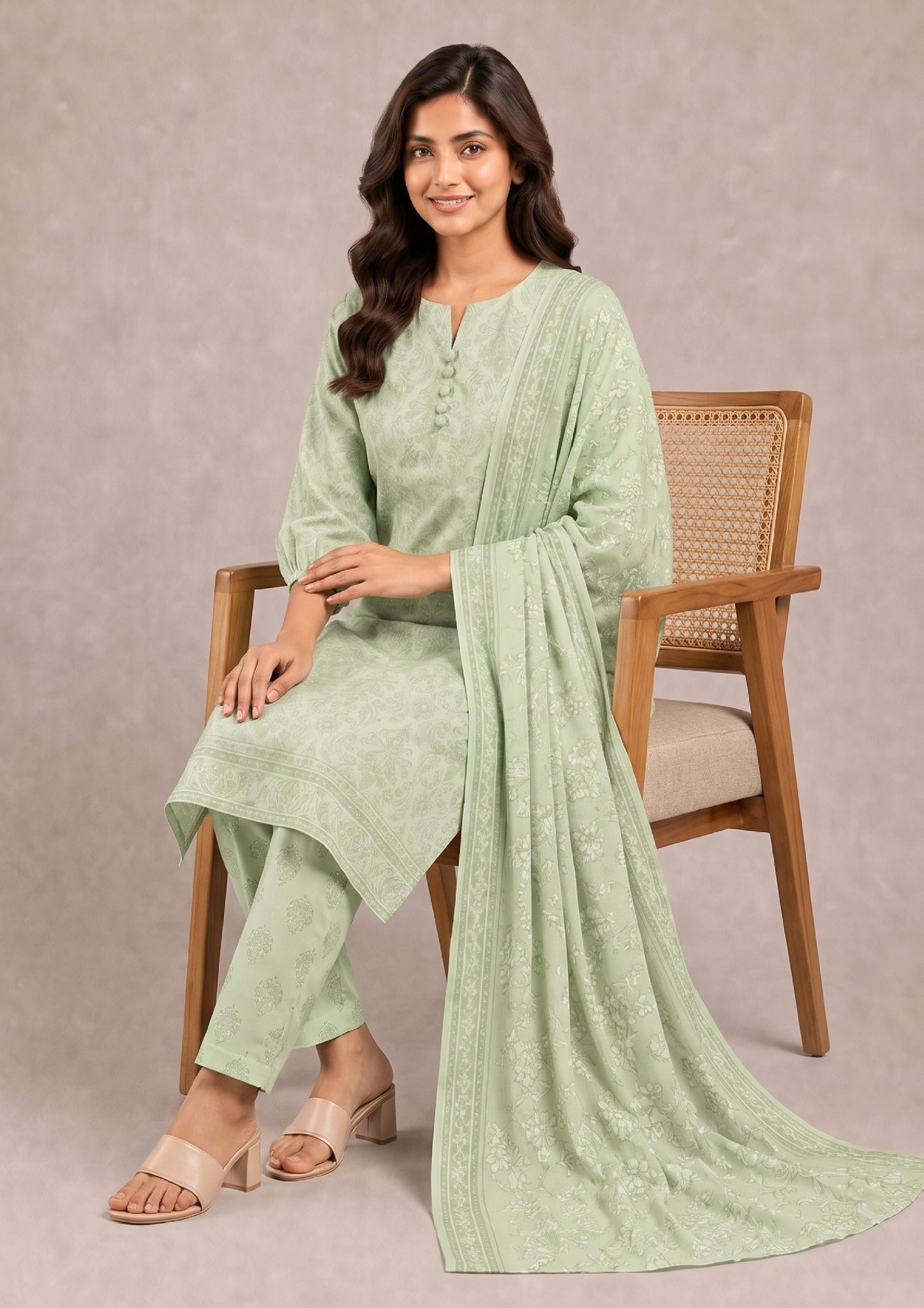 Pastel Edit - 3 Piece Stitched Lawn Suit - Fasl-e-Rang - Mirasl
