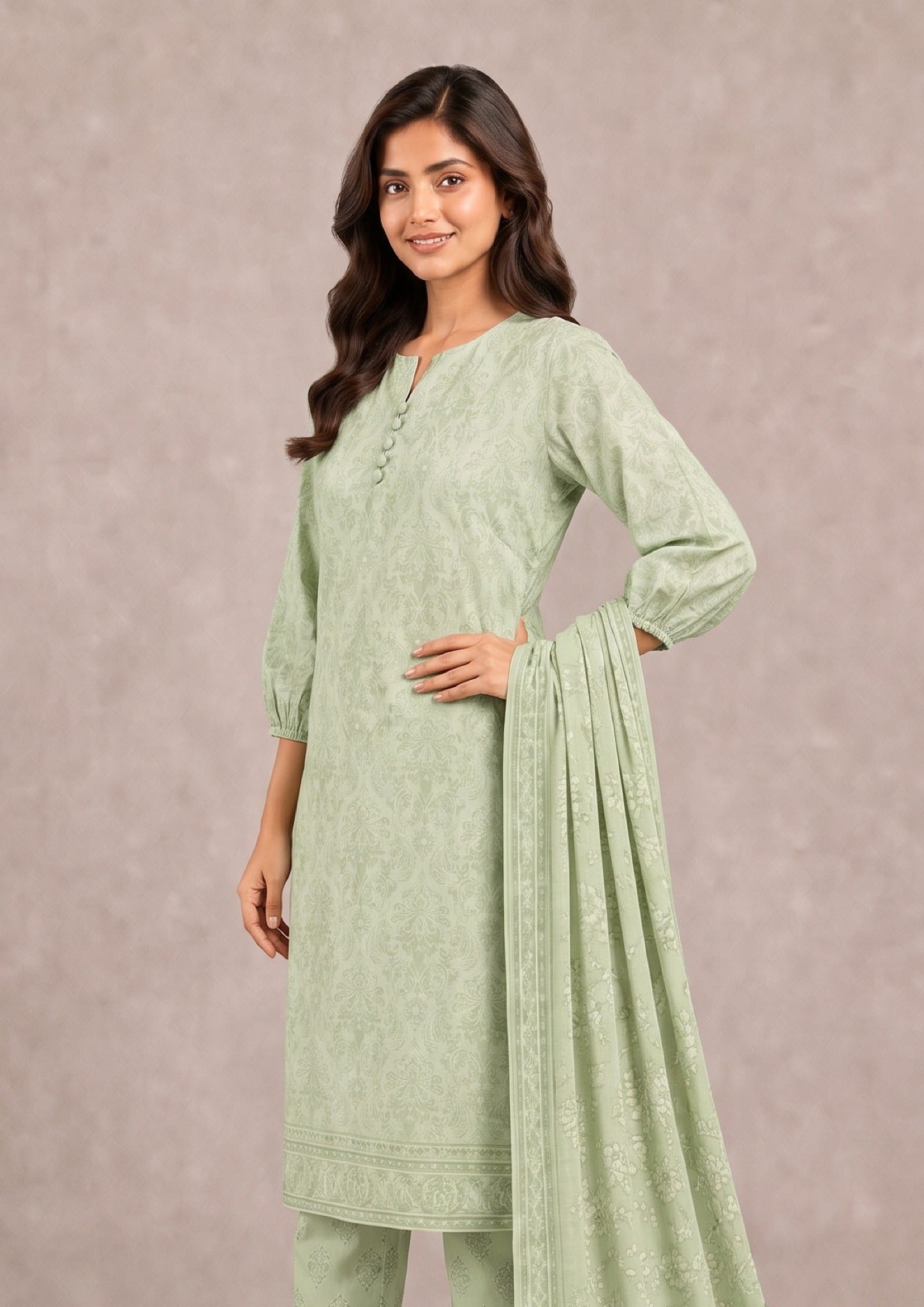 Pastel Edit - 3 Piece Stitched Lawn Suit - Fasl-e-Rang - Mirasl