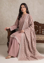 Rose Shimmer Women's Ready to Wear Lawn Suit with floral printed dupatta – Sitting View