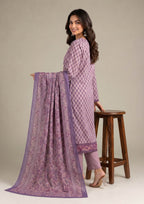 Serene Mauve women’s lawn suit crafted from lightweight printed lawn fabric with straight trousers and elegant floral prints.