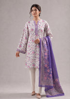 Springtime 3 Piece Stitched Lawn Suit in Printed Lawn with floral print and matching dupatta by Mirasl