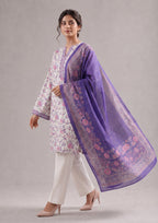 Springtime stitched printed lawn suit with coordinated floral dupatta for summer wear